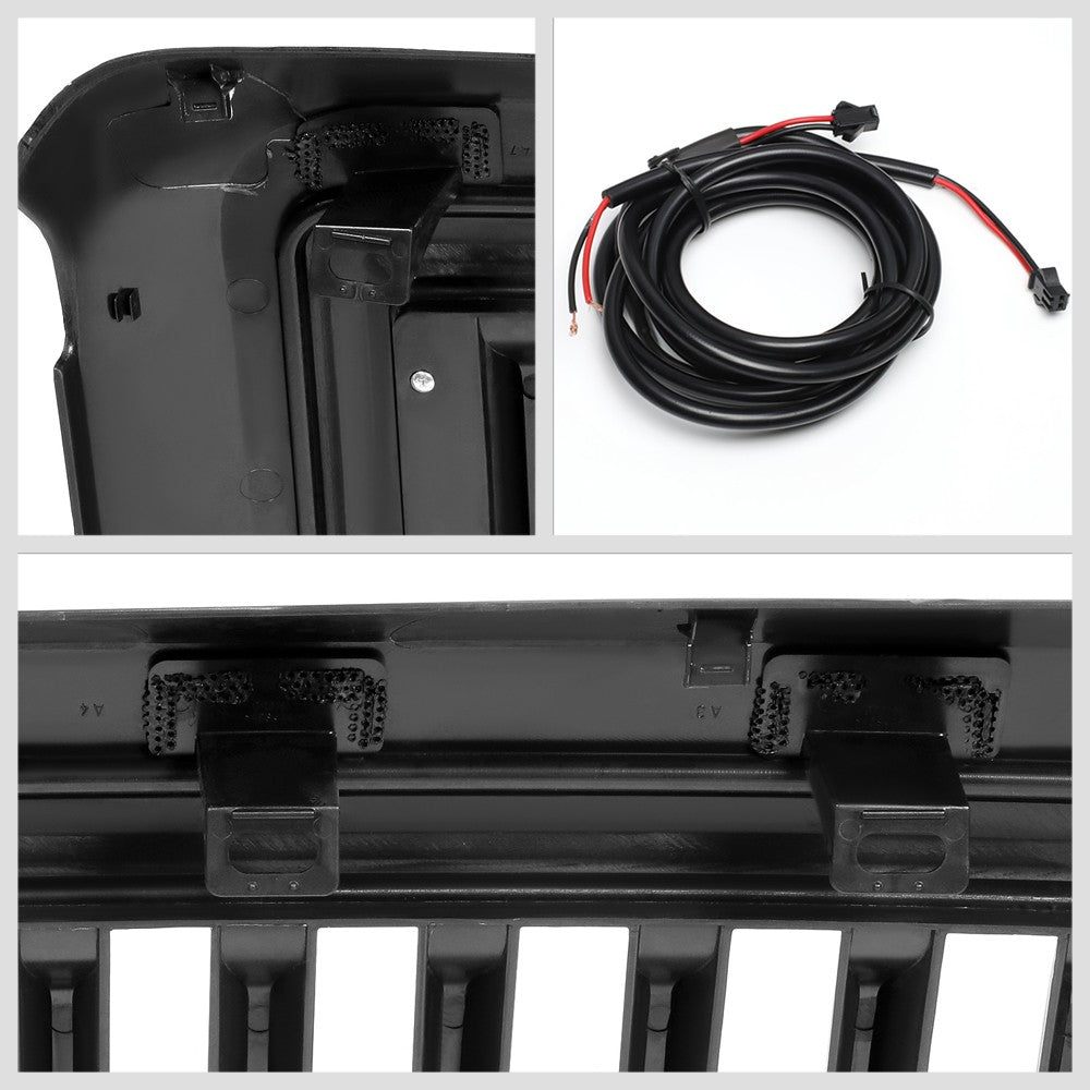 Black Glossy Badgeless Vertical Slat Style Front Grille w/LED For 08-10 F-250 SD