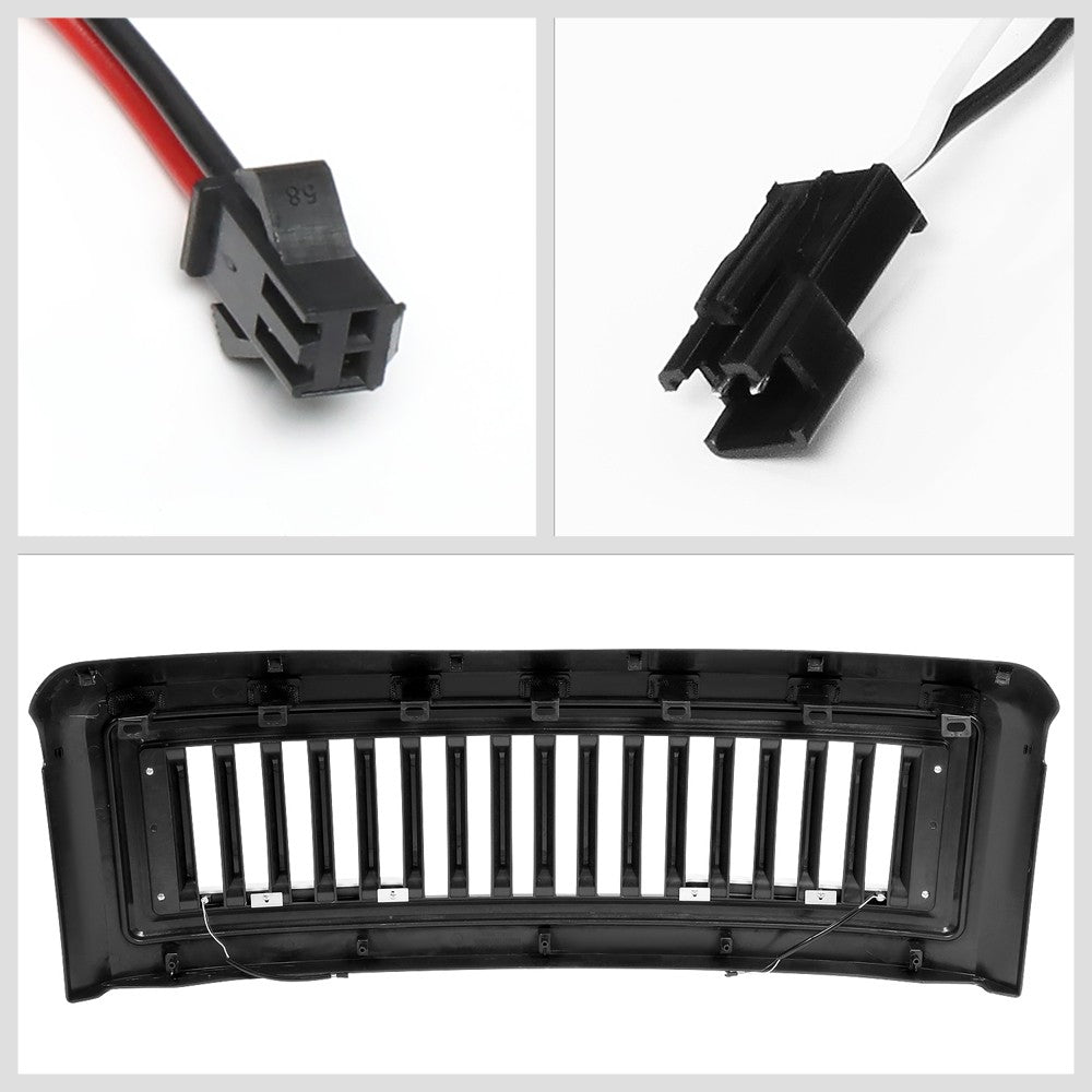 Black Glossy Badgeless Vertical Slat Style Front Grille w/LED For 08-10 F-250 SD