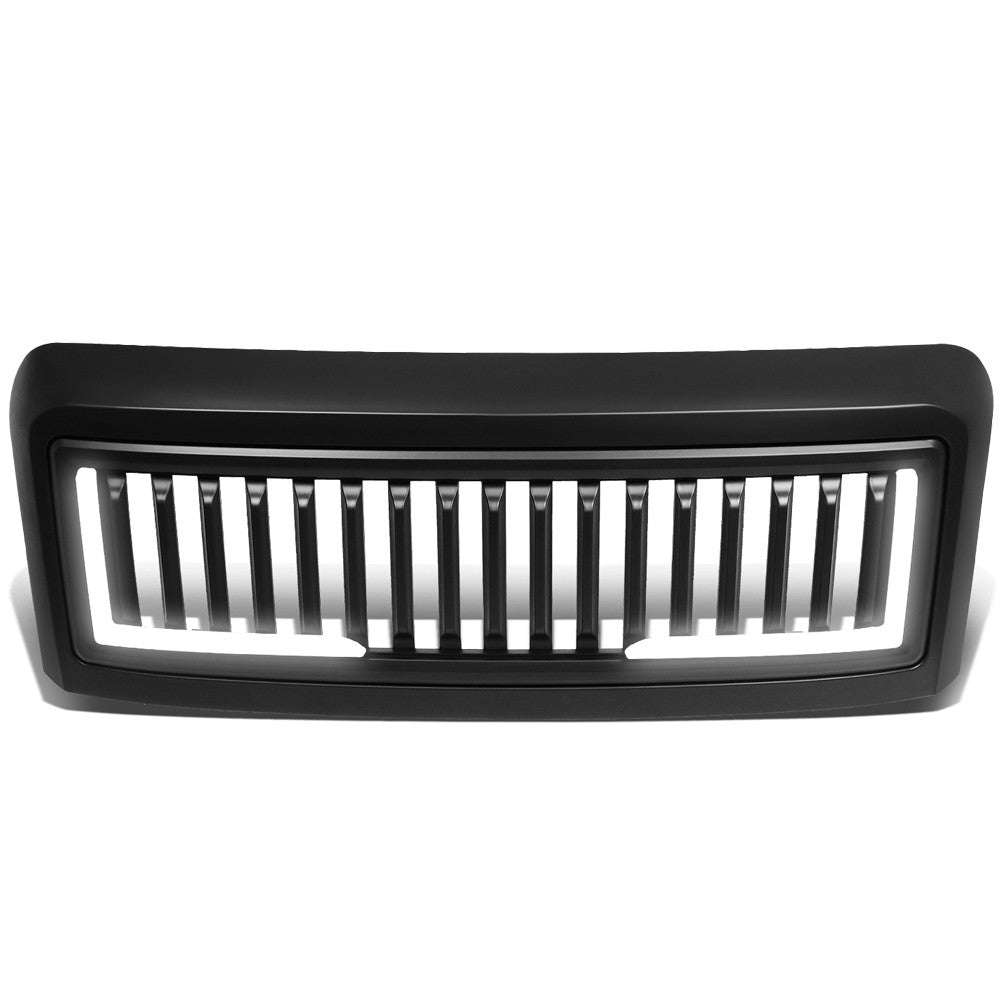 Black Matte Badgeless Vertical Slat Style Front Grille w/LED For 08-10 F-250 SD BFC-FGR-018-T9