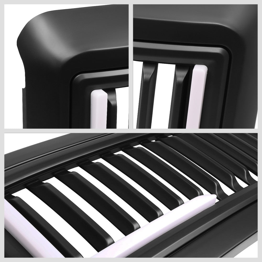 Black Matte Badgeless Vertical Slat Style Front Grille w/LED For 08-10 F-250 SD