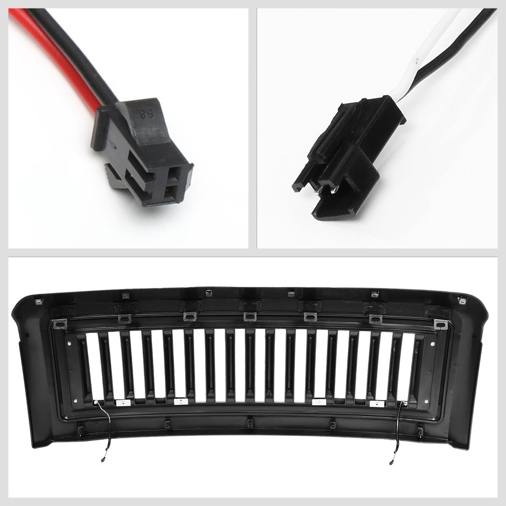 Black Matte Badgeless Vertical Slat Style Front Grille w/LED For 08-10 F-250 SD