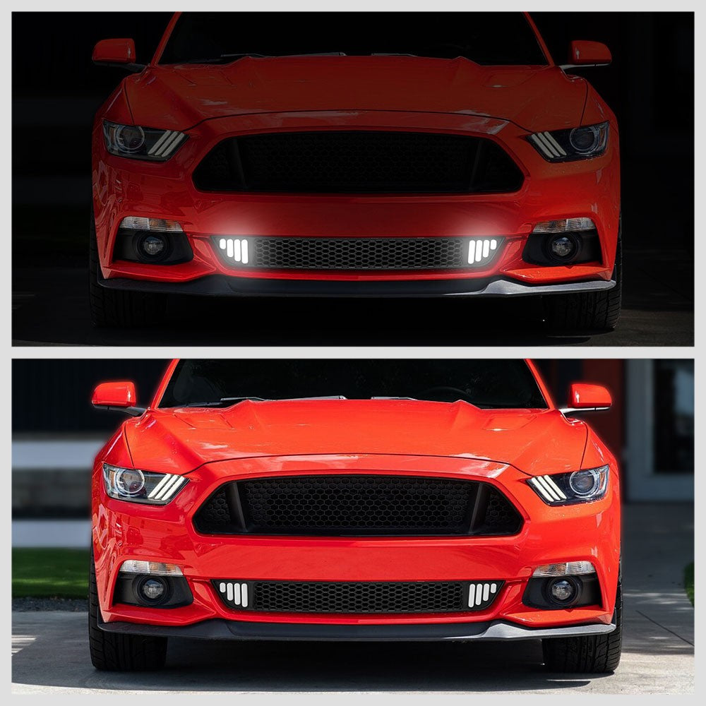 15-17 Ford Mustang Black Mesh LED Front Lower Grille