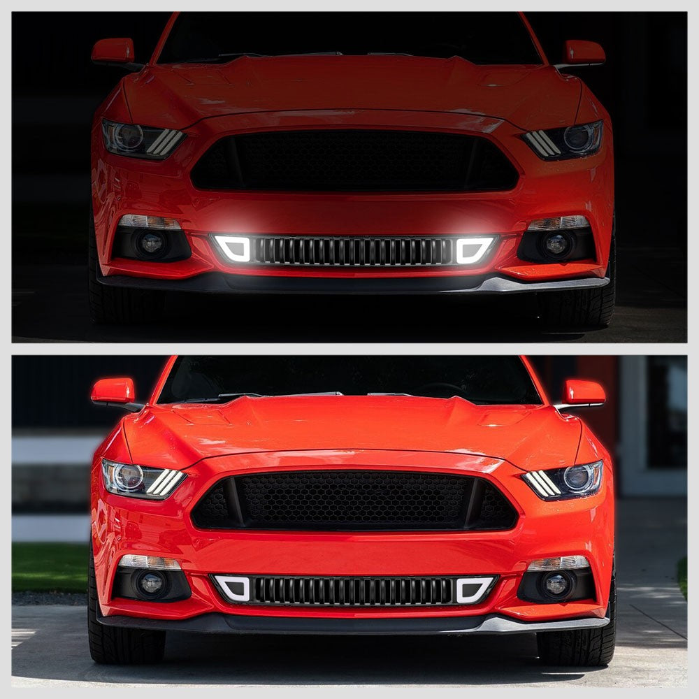 15-17 Mustang Black Vertical Ring LED Front Lower Grille