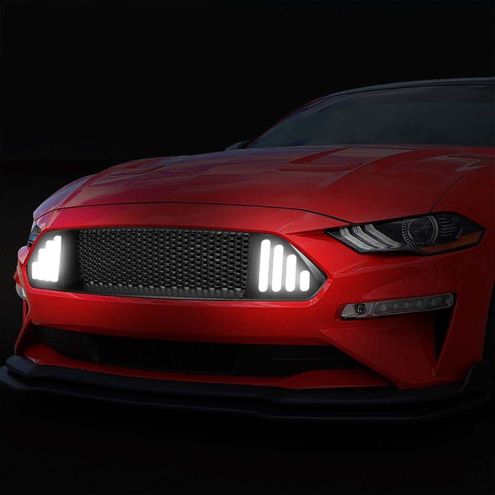 18-20 Ford Mustang Black Mesh LED Front Upper Grille