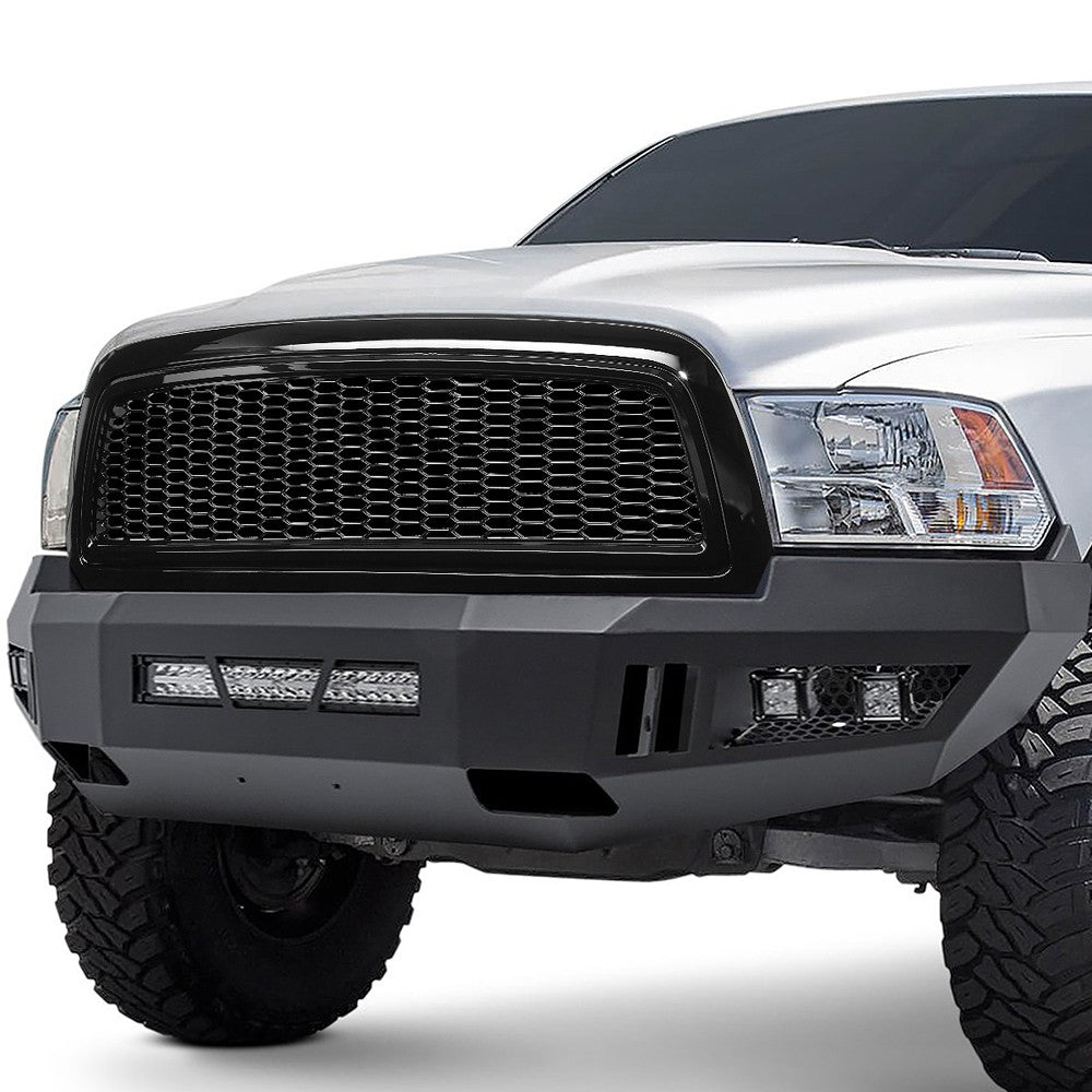 Black Glossy Badgeless Vertical Slat Style Front Grille For 09-10 Dodge Ram 1500