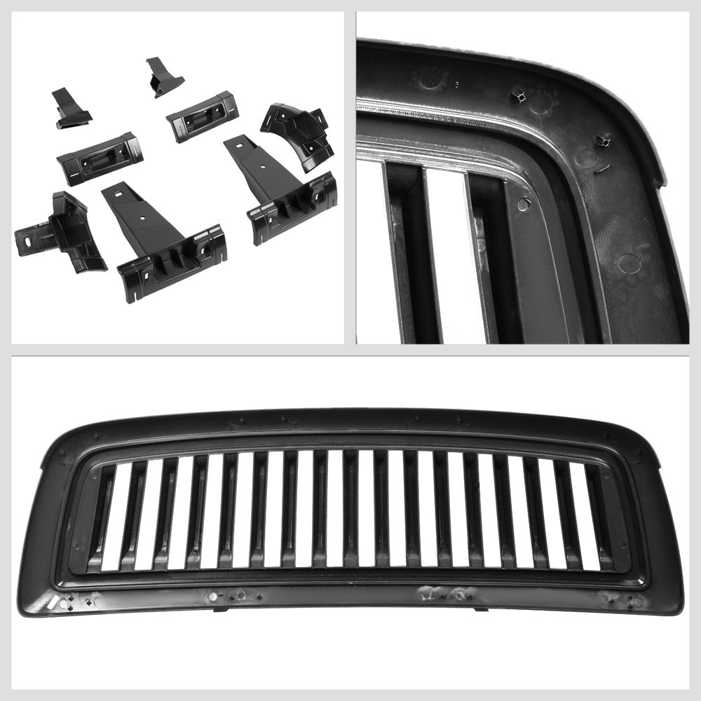 Black Glossy Badgeless Vertical Slat Style Front Grille For 11-12 Ram 1500