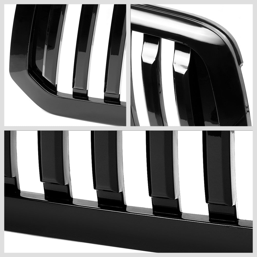 Black Glossy Badgeless Vertical Slat Style Front Grille For 13-18 Ram 1500