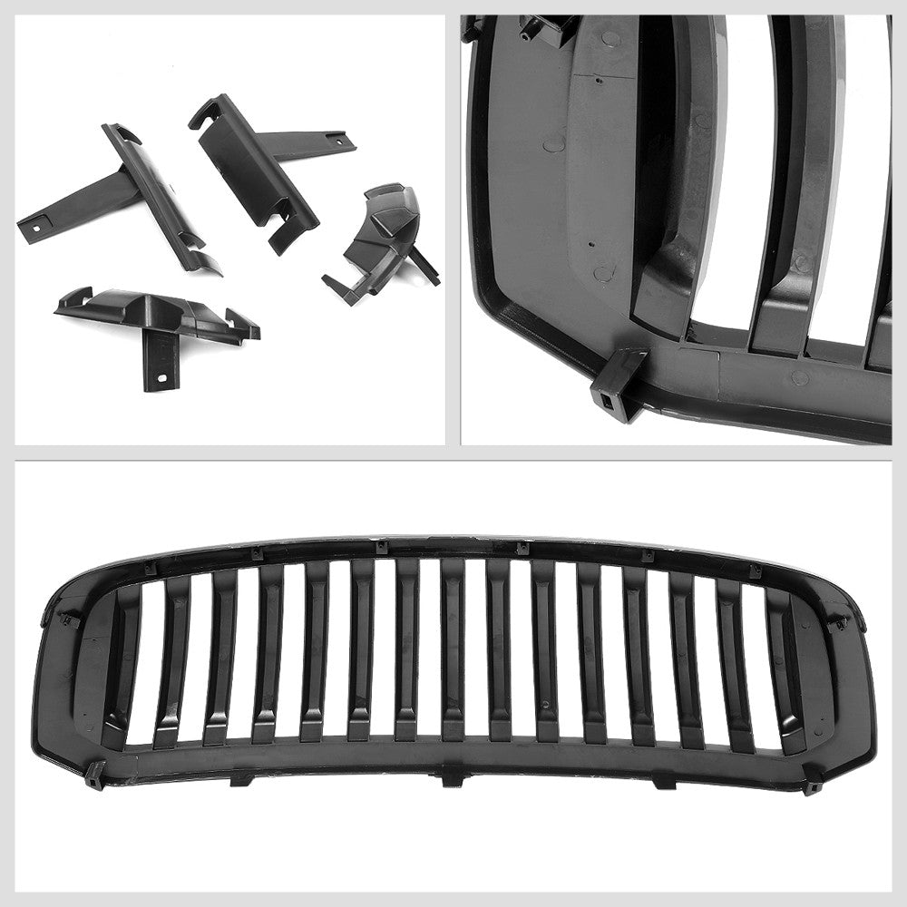 Black Glossy Badgeless Vertical Slat Style Front Grille For 13-18 Ram 1500