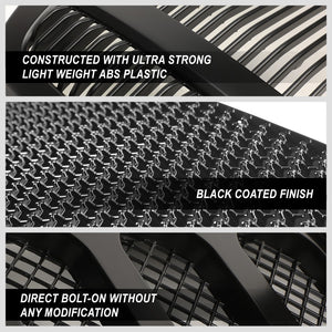 Black Matte Badgeless Vertical Slat Style Front Grille For 10-18 Ram 2500/3500