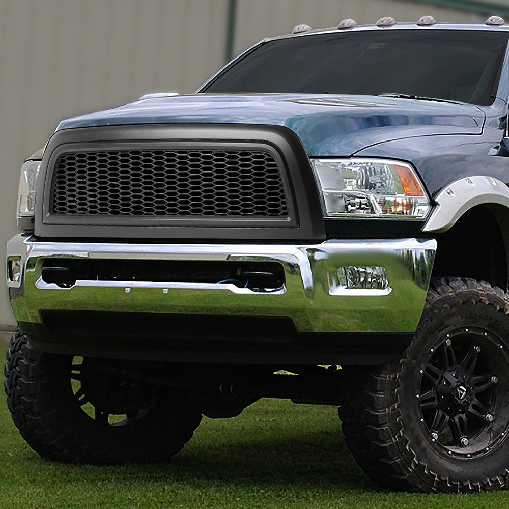 Black Matte Badgeless Vertical Slat Style Front Grille For 10-18 Ram 2500/3500