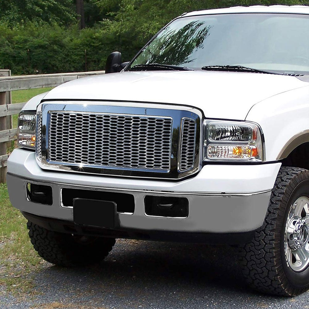 chrome-badgeless-honeycomb-mesh-front-grille-for-05-07-ford-f-series-sd-pickup