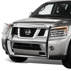 Metallic Mild Steel Full Front Grille Guard For 04-15 Nissan Titan A60 5.6L-Grille Guards & Bull Bars-BuildFastCar-BFC-GRGD-NISTITAN053-SS