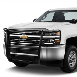 Black Mild Steel Full Front Grille Guard For 11-14 Chevrolet Silverado 2500 HD-Grille Guards & Bull Bars-BuildFastCar