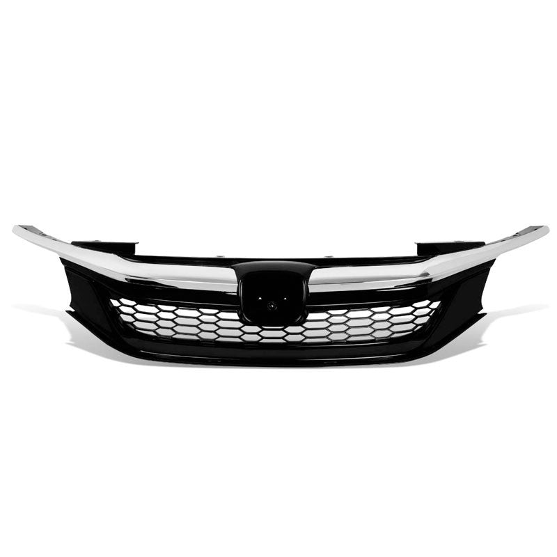 Honeycomb Glossy Black/Chrome Trim Front Upper Grille For 16-17 Accord Sedan-Grilles-BuildFastCar-BFC-FGR-1-HON16ACC-CH