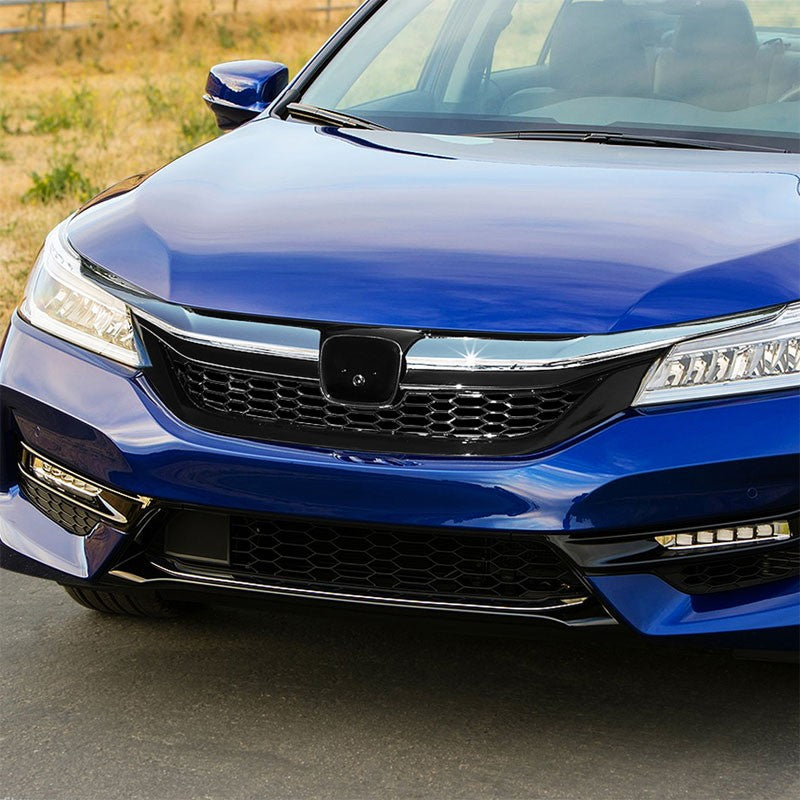 Honeycomb Glossy Black/Chrome Trim Front Upper Grille For 16-17 Accord Sedan-Grilles-BuildFastCar-BFC-FGR-1-HON16ACC-CH