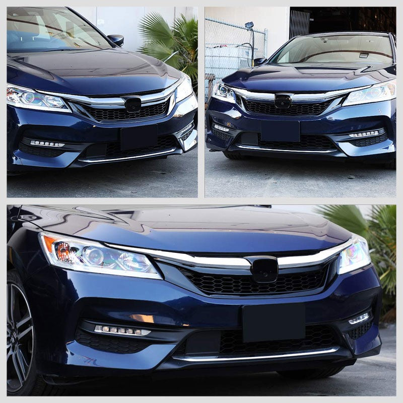 Honeycomb Glossy Black/Chrome Trim Front Upper Grille For 16-17 Accord Sedan-Grilles-BuildFastCar-BFC-FGR-1-HON16ACC-CH