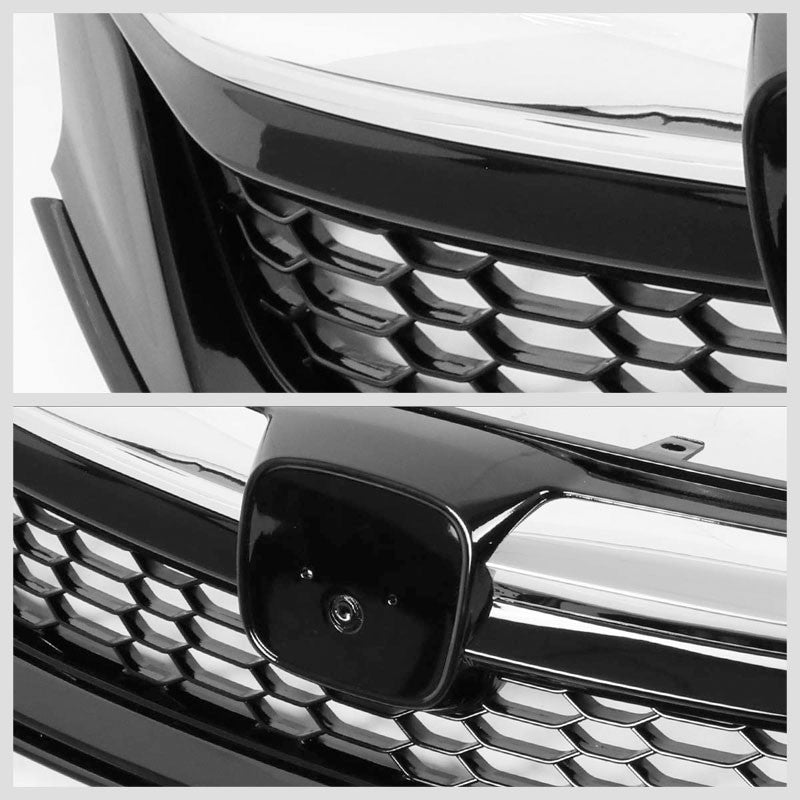 Honeycomb Glossy Black/Chrome Trim Front Upper Grille For 16-17 Accord Sedan-Grilles-BuildFastCar-BFC-FGR-1-HON16ACC-CH