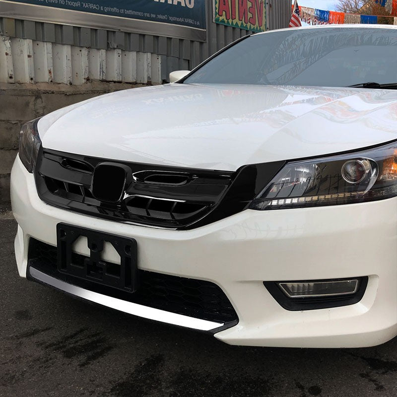 Vertical Fence Glossy Black Front Upper Grille For 13-15 Honda Accord Sedan 4DR-Grilles-BuildFastCar-BFC-FGR-1-HON13ACC-T1-BK