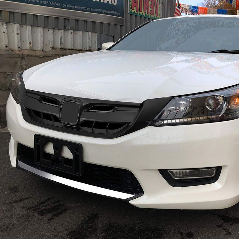Vertical Fence Matte Black Front Upper Grille For 13-15 Honda Accord Sedan 4DR-Grilles-BuildFastCar-BFC-FGR-1-HON13ACC-T2-BK