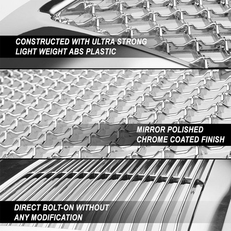 Vertical Fence Glossy Black/Chrome Trim Front Upper Grille For 13-15 Accord 4-DR-Grilles-BuildFastCar-BFC-FGR-1-HON13ACC-CH