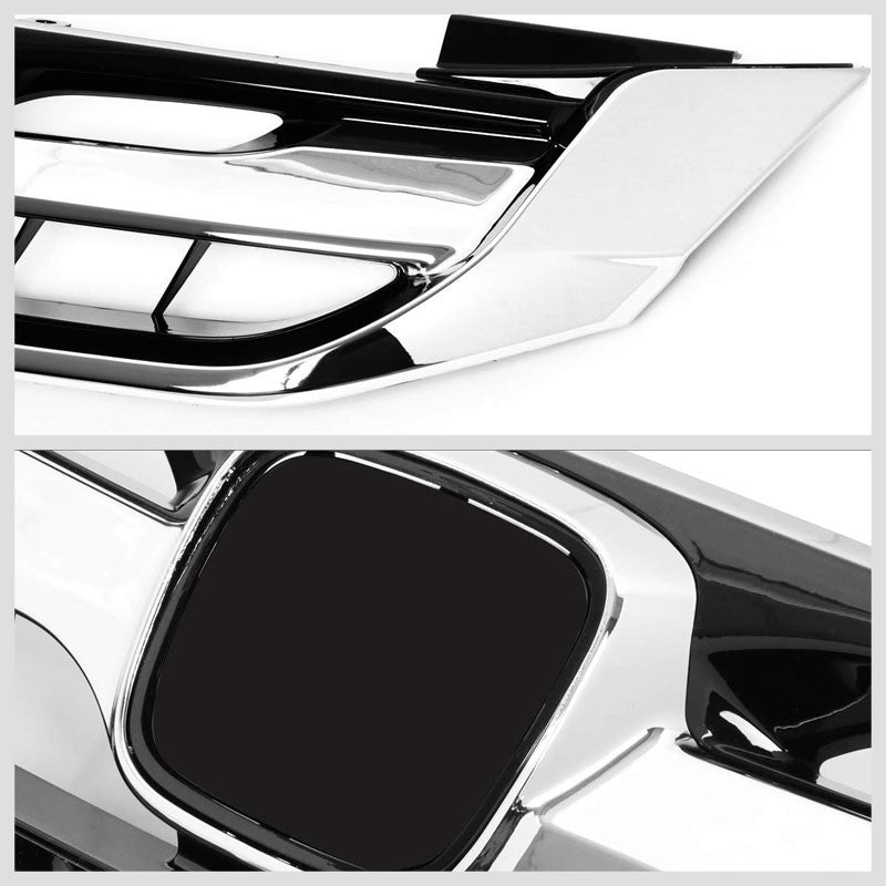 Vertical Fence Glossy Black/Chrome Trim Front Upper Grille For 13-15 Accord 4-DR-Grilles-BuildFastCar-BFC-FGR-1-HON13ACC-CH