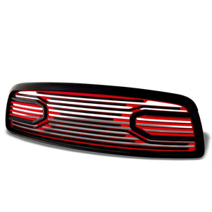 Black Frame/Red Vent Louver Style Front Grille For 09-12 Dodge Ram 1500 V6/V8-Exterior-BuildFastCar