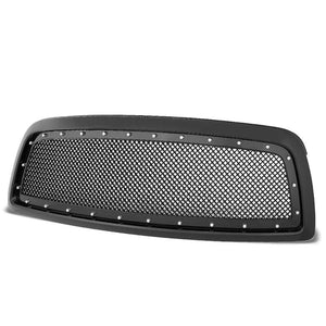 Black Glossy Diamond Mesh Front Replacement Grille For 09-12 Dodge Ram 1500-Exterior-BuildFastCar