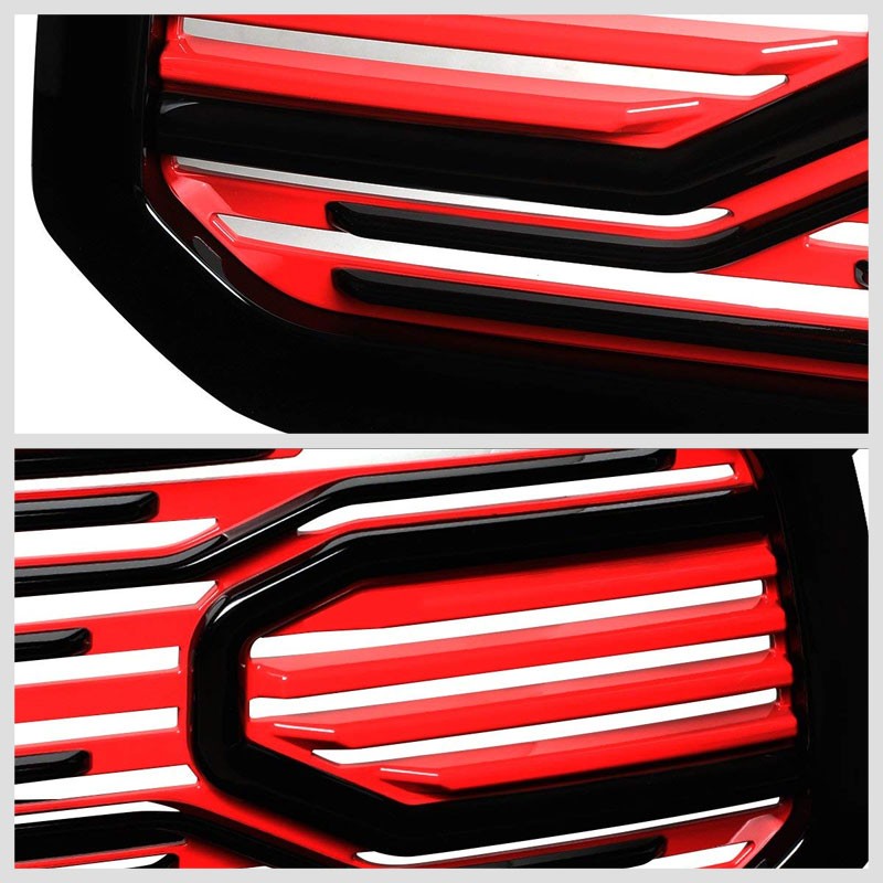 Black Frame/Red Vent Louver Front Replacement Grille For 13-18 Ram 1500 V6/V8-Exterior-BuildFastCar