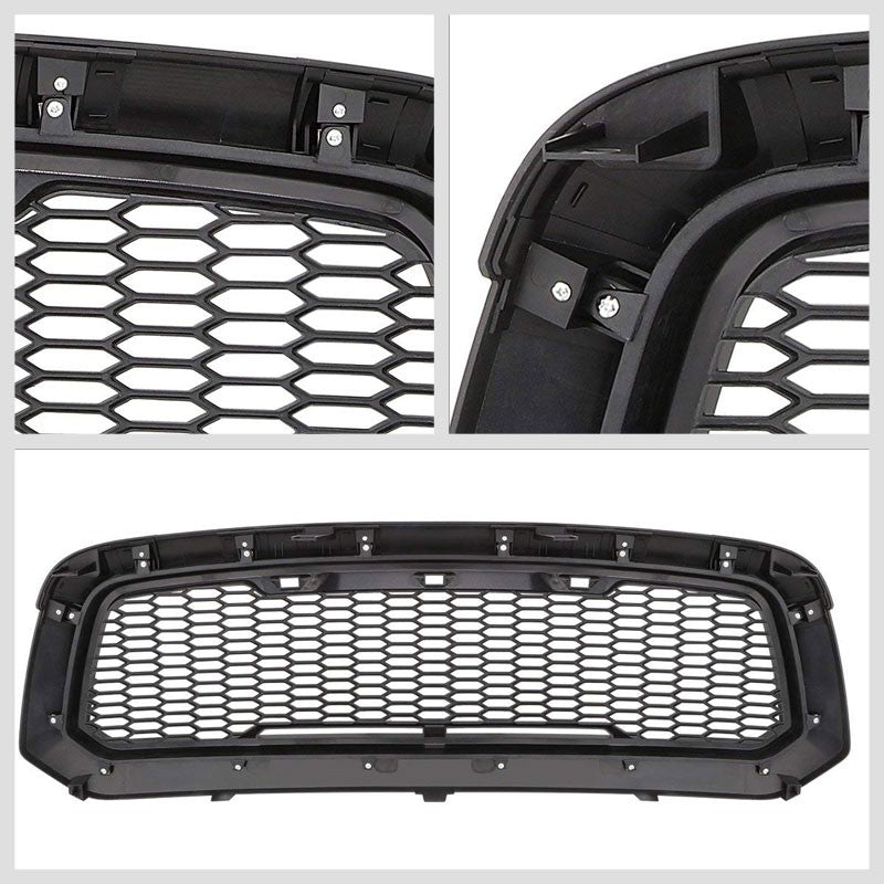 Black Honeycomb Mesh Style Front Grille+LED Lights For 13-18 Ram 1500 V6/V8-Exterior-BuildFastCar