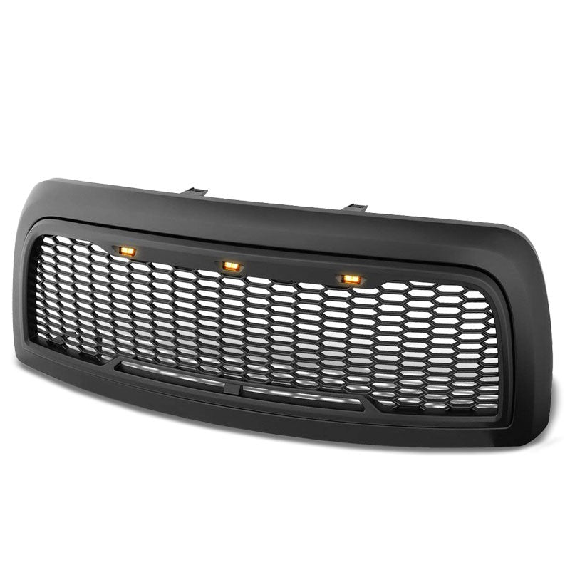 Black Honeycomb Mesh Style Front Grille+LED Lights For 13-18 Ram 2500/3500 V8-Exterior-BuildFastCar