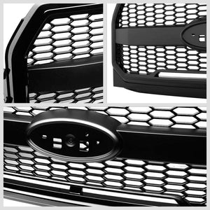 Black Matte Honeycomb Mesh Style Front Grille+Running Light For 15-17 Ford F-150-Exterior-BuildFastCar