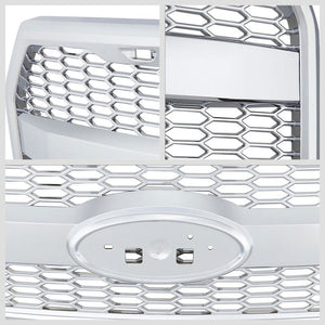 Chrome Honeycomb Mesh Style Front Grille+Running Light For 15-17 Ford F-150-Exterior-BuildFastCar