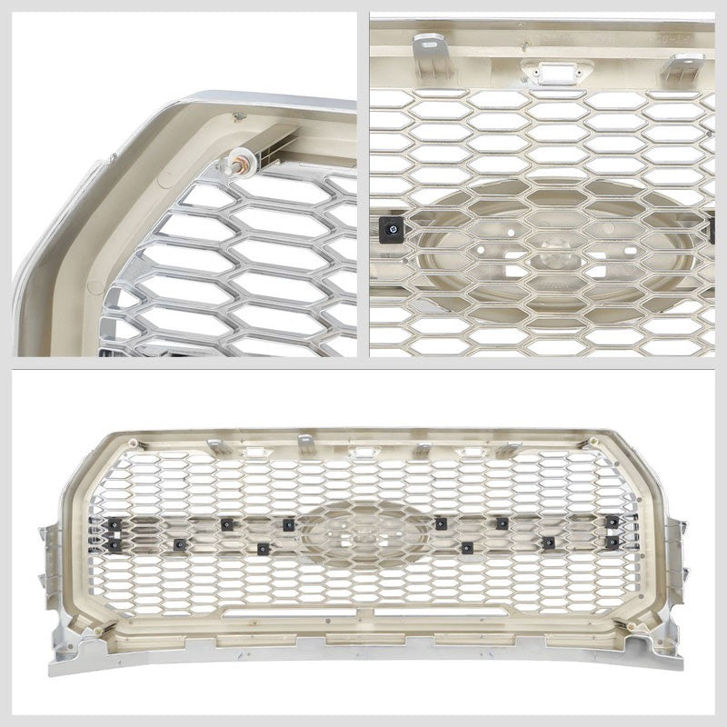 Chrome Honeycomb Mesh Style Front Grille+Running Light For 15-17 Ford F-150-Exterior-BuildFastCar