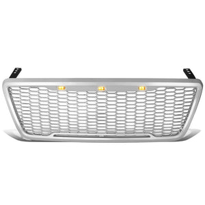 Chrome Honeycomb Mesh Style Front Grille+Running Light For 04-08 Ford F-150 SOHC-Exterior-BuildFastCar