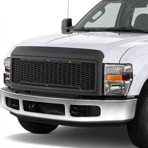 Black Honeycomb Mesh Front Grille+Running Light For 08-10 Ford F-250 Super Duty-Exterior-BuildFastCar