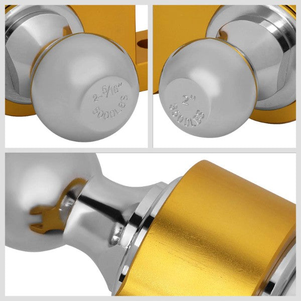 Gold Universal Aluminum Dual Ball Mount Adjustable Trailer Tow Hitch Receiver-Truck & Towing-BuildFastCar-BFC-HITCALU-001GD