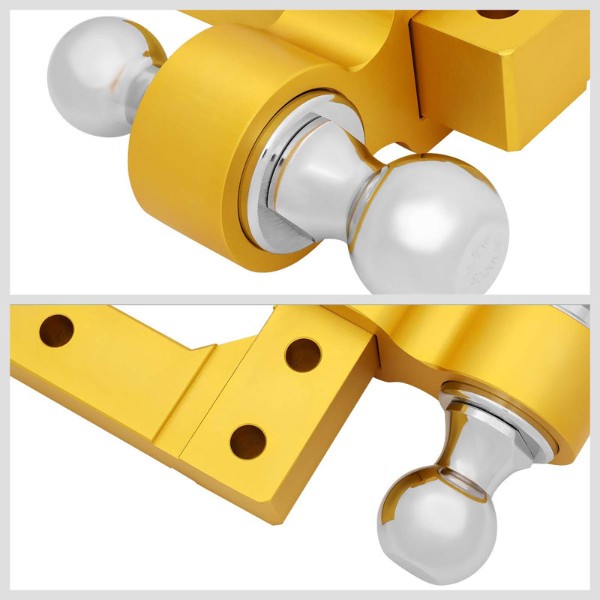 Gold Universal Aluminum Dual Ball Mount Adjustable Trailer Tow Hitch Receiver-Truck & Towing-BuildFastCar-BFC-HITCALU-001GD