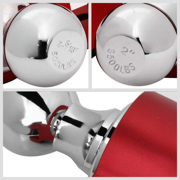 Red Universal Aluminum Dual Ball Mount Adjustable Trailer Tow Hitch Receiver-Truck & Towing-BuildFastCar-BFC-HITCALU-001RD