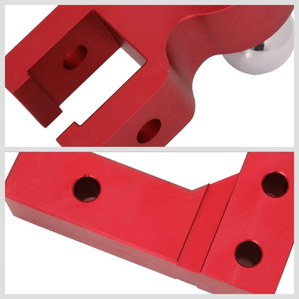 Red Universal Aluminum Dual Ball Mount Adjustable Trailer Tow Hitch Receiver-Truck & Towing-BuildFastCar-BFC-HITCALU-001RD
