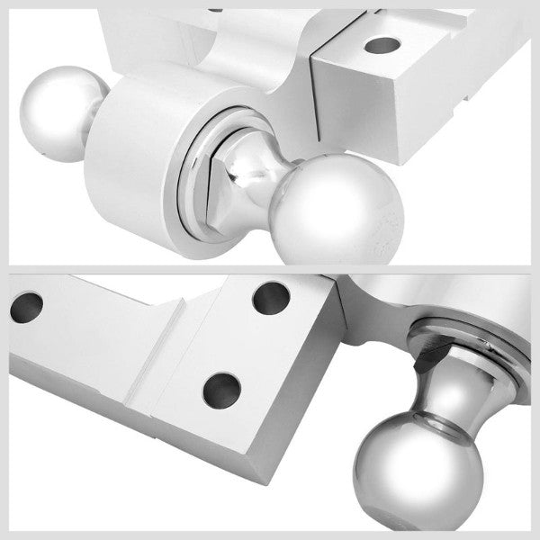 Silver Universal Aluminum Dual Ball Mount Adjustable Trailer Tow Hitch Receiver-Truck & Towing-BuildFastCar-BFC-HITCALU-001SL