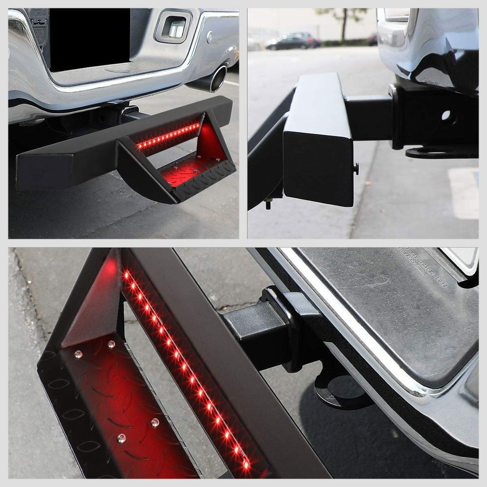 32.5" Long Black Rear Truck Hitch Step with LED Brake Light For 2" Receiver-Truck & Towing-BuildFastCar