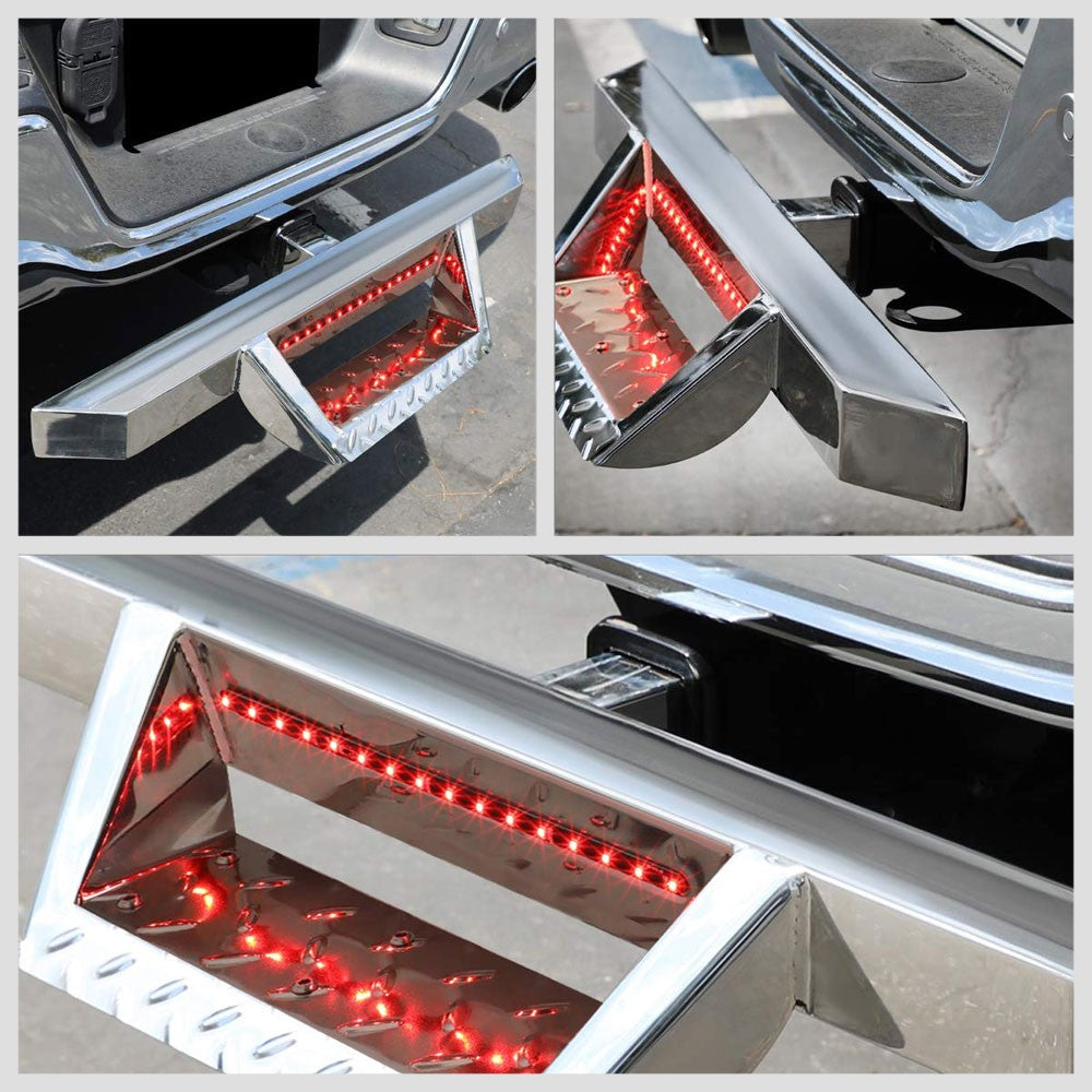 32.5" Long Chrome Rear Truck Hitch Step with LED Brake Light For 2" Receiver-Truck & Towing-BuildFastCar