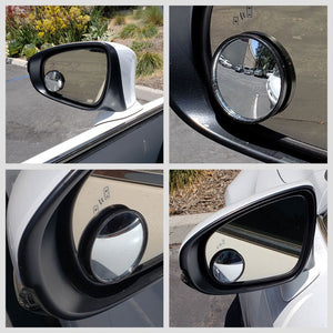 2x Circle Fixed Base Universal Stick On Auto Car View Driving Blind Spot Mirror-Exterior-BuildFastCar