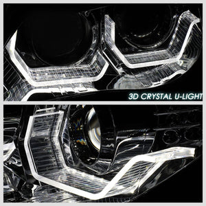 Chrome Housing/Clear Lens 3D LED U-Bar Projector Headlight For 04-07 BMW 525i-Lighting-BuildFastCar