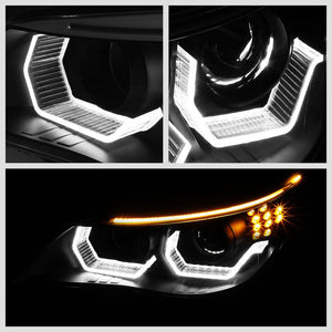 Chrome Housing/Clear Lens 3D LED U-Bar Projector Headlight For 08-10 BMW 528i-Lighting-BuildFastCar