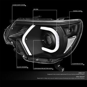 LED Black Housing Clear Len Projector Headlight/Lamp For 12-15 Toyota Tacoma 4DR-Lighting-BuildFastCar-BFC-FHDL-TOYTACO12-BKCL1