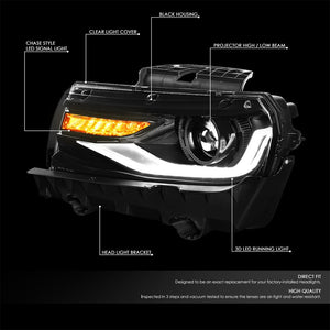 Black Housing/Clear Lens 3D Bar Projector Headlight For 14-15 Chevrolet Camaro-Lighting-BuildFastCar