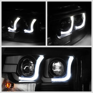 Black Housing/Clear Lens 3D L-Bar Projector Beam Headlight For 04-08 Ford F-150-Lighting-BuildFastCar