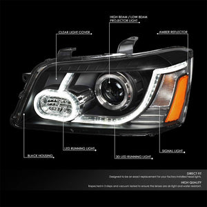 LED Black Housing Clear Lens Projector Headlight For 01-07 Toyota Highlander 4DR-Lighting-BuildFastCar-BFC-FHDL-TOYHIGH01-BK