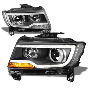 LED Black Housing Clear Lens Projector Headlight/Lamp For 11-16 Jeep Compass 4DR-Lighting-BuildFastCar-BFC-FHDL-JPCOMP-BK